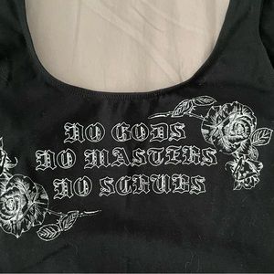 No Gods, No Masters, No Scrubs Scoop-Back Bodysuit like new Large Bread & Water